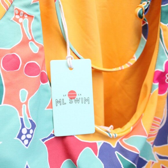 MARINE LAYER Plunge One Piece Swimsuit in Yellow Hibiscus Floral Size Small NWT - Picture 6 of 10